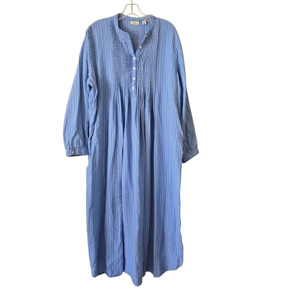 LL bean Vtg Pintuck Dobby Cotton Nightgown flannel Pajamas Modest Cottagecore L - Picture 1 of 11
